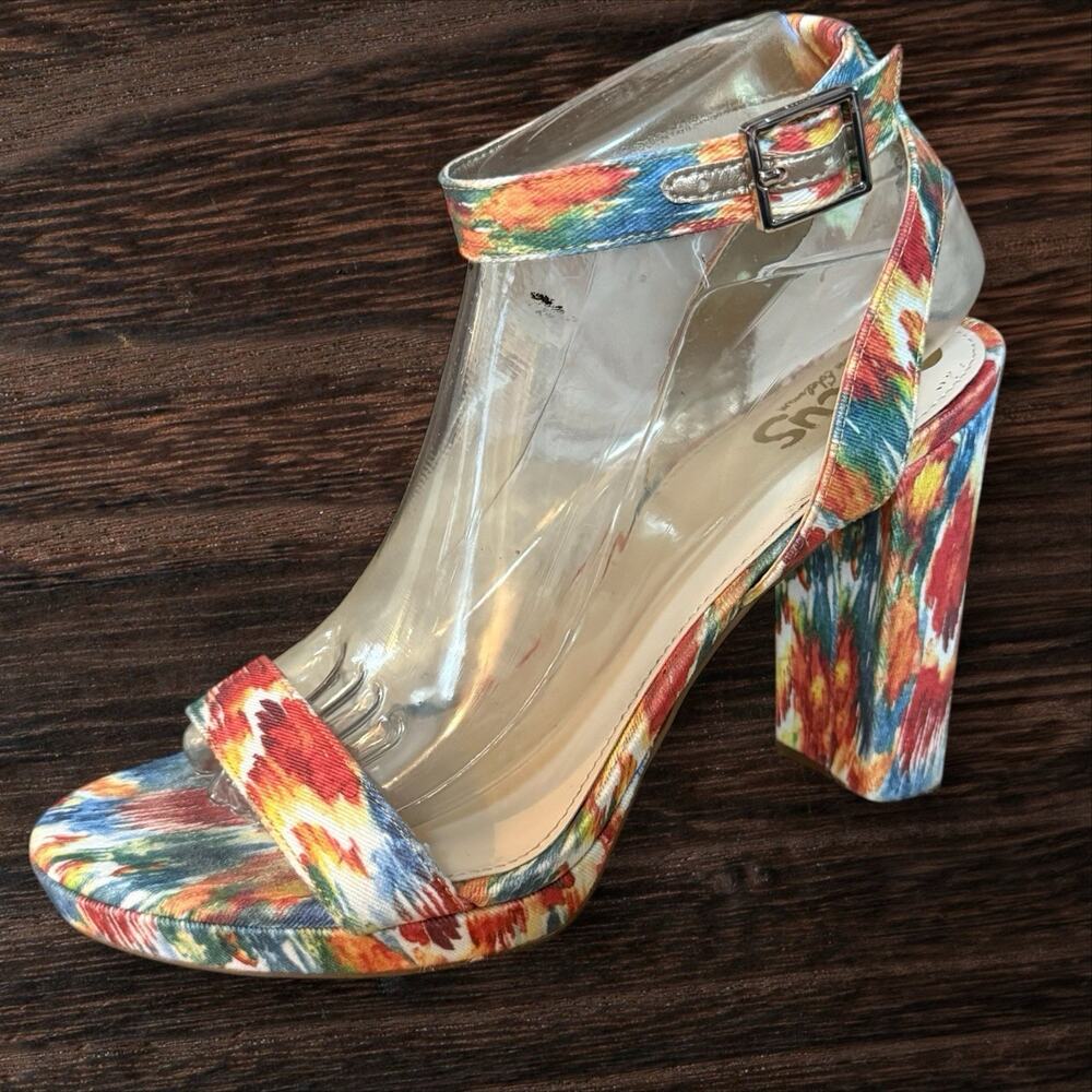 Circus By Sam Edelman Annette Sandals Block Heel Shoes 8.5 M Fantasy Print Boho